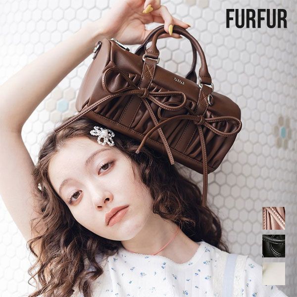 【新作10%OFF】【即納】ファーファー FURFUR バッグ 26春夏 ミニリボンドラムバッグ ハンド ショルダー リボン ギフト rwgb262524