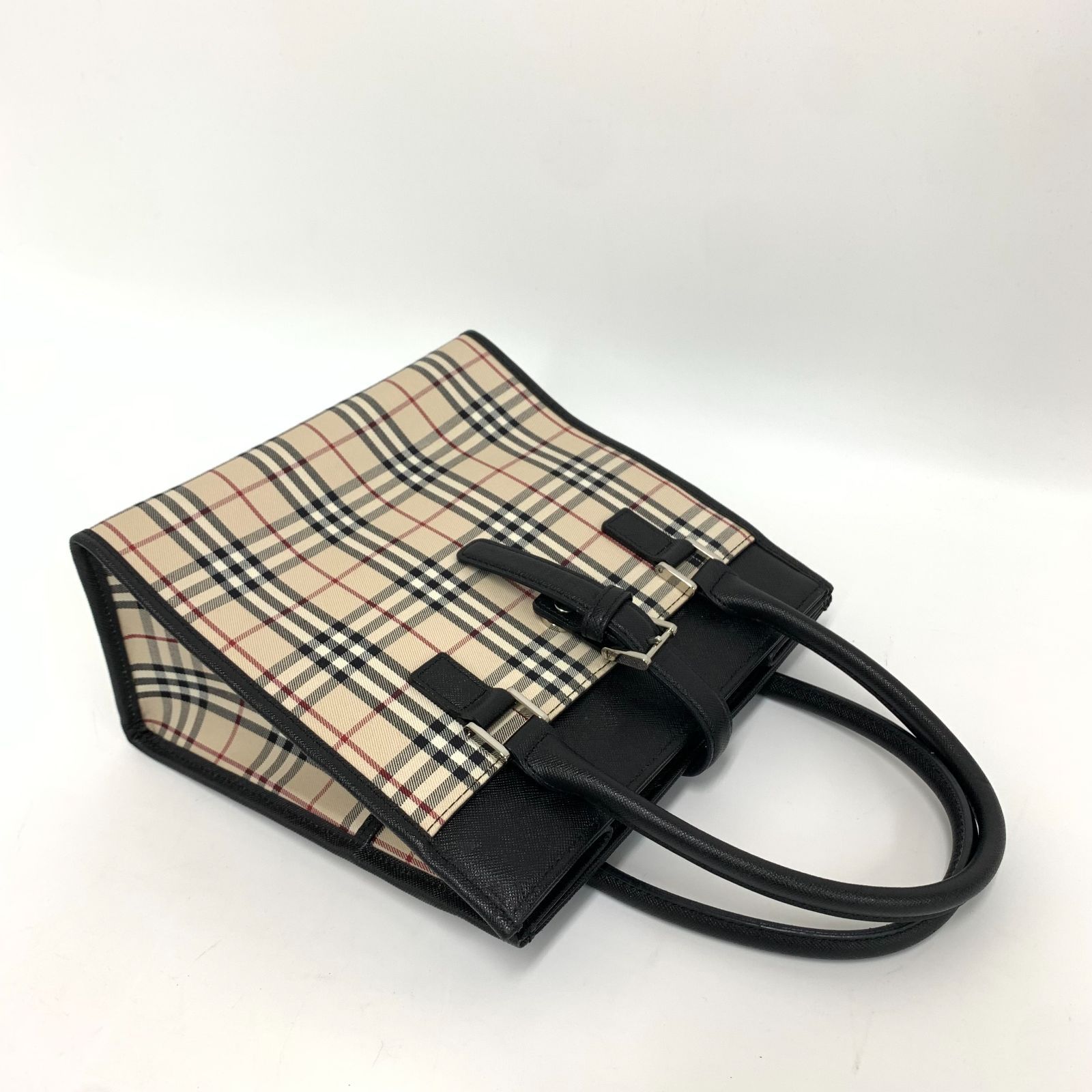 未使用✨バーバリー ノバチェック ハンドバッグ ブラック　サフィアーノ レザー 美品】BURBERRY バーバリー ハンドバッグ トートバッグ ノバチェック