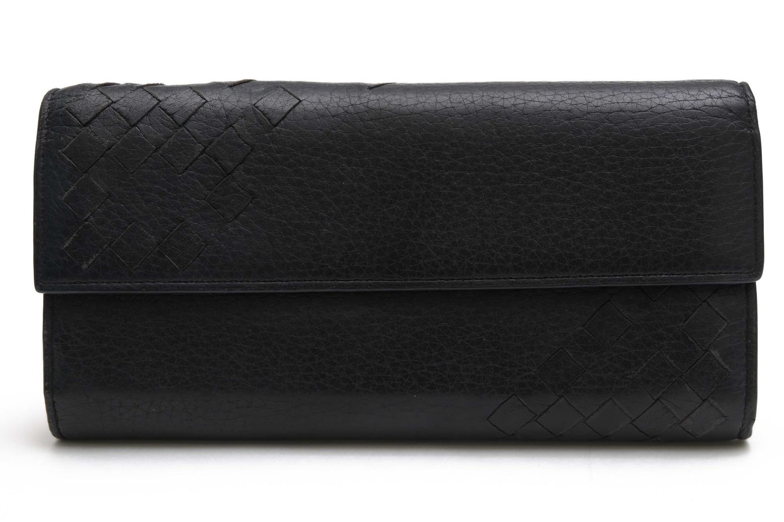 ボッテガヴェネタ／BOTTEGA VENETA 長財布 財布 ウォレット メンズ 男性 男性用 レザー 革 本革 ブラック 黒 150509 VCEP1 フラップ型 小銭入れあり メッシュ・イントレチャート ユニセックス 男女兼用