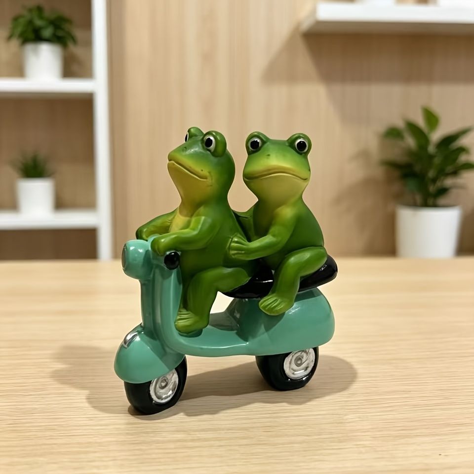 【期間限定特価】バイクに乗ったカエルの置物(金属製) オブジェ 置物 バイクに乗っている2匹のカエル かえる インテリア