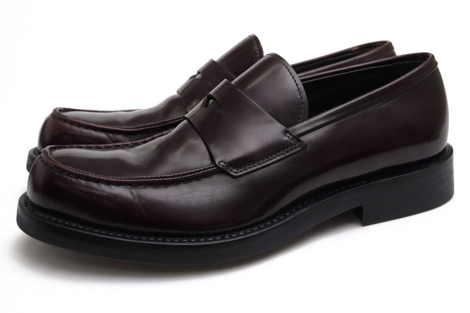 プラダ／PRADA コインローファー ペニーローファー シューズ 靴 メンズ 男性 男性用 レザー 革 本革 レッド ブラウン 赤 茶 ラバーソール スリッポン