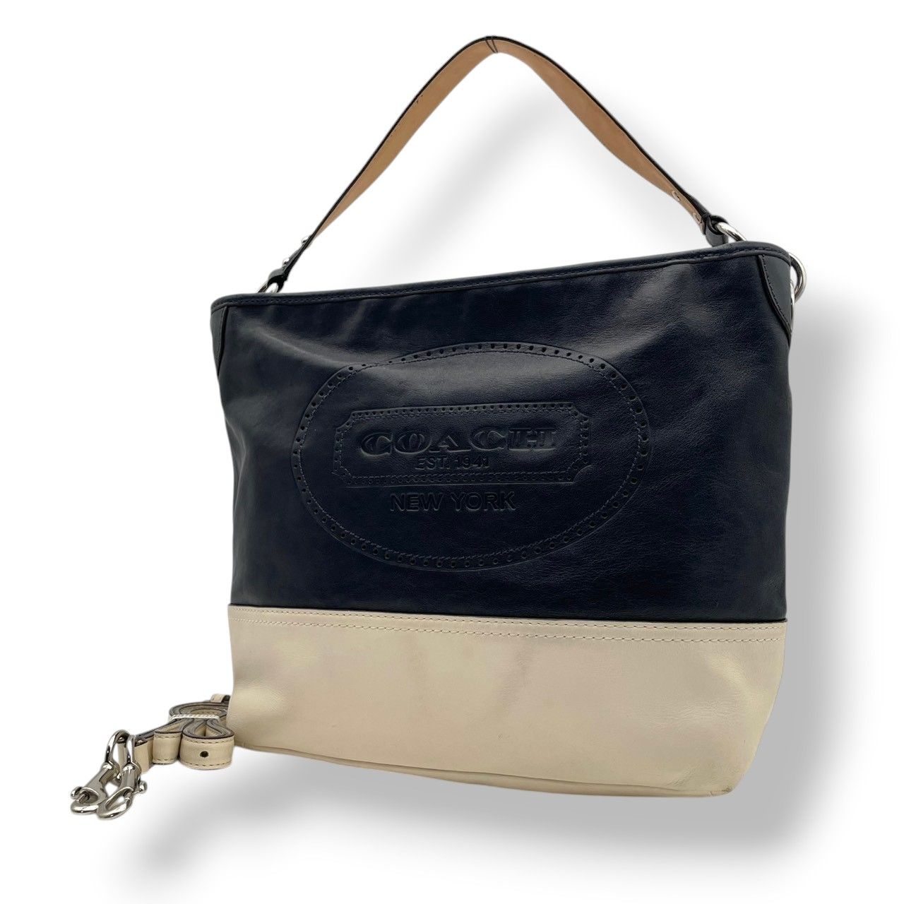 レディース 美品 COACH コーチ ショルダーバッグ レザー バイカラー 