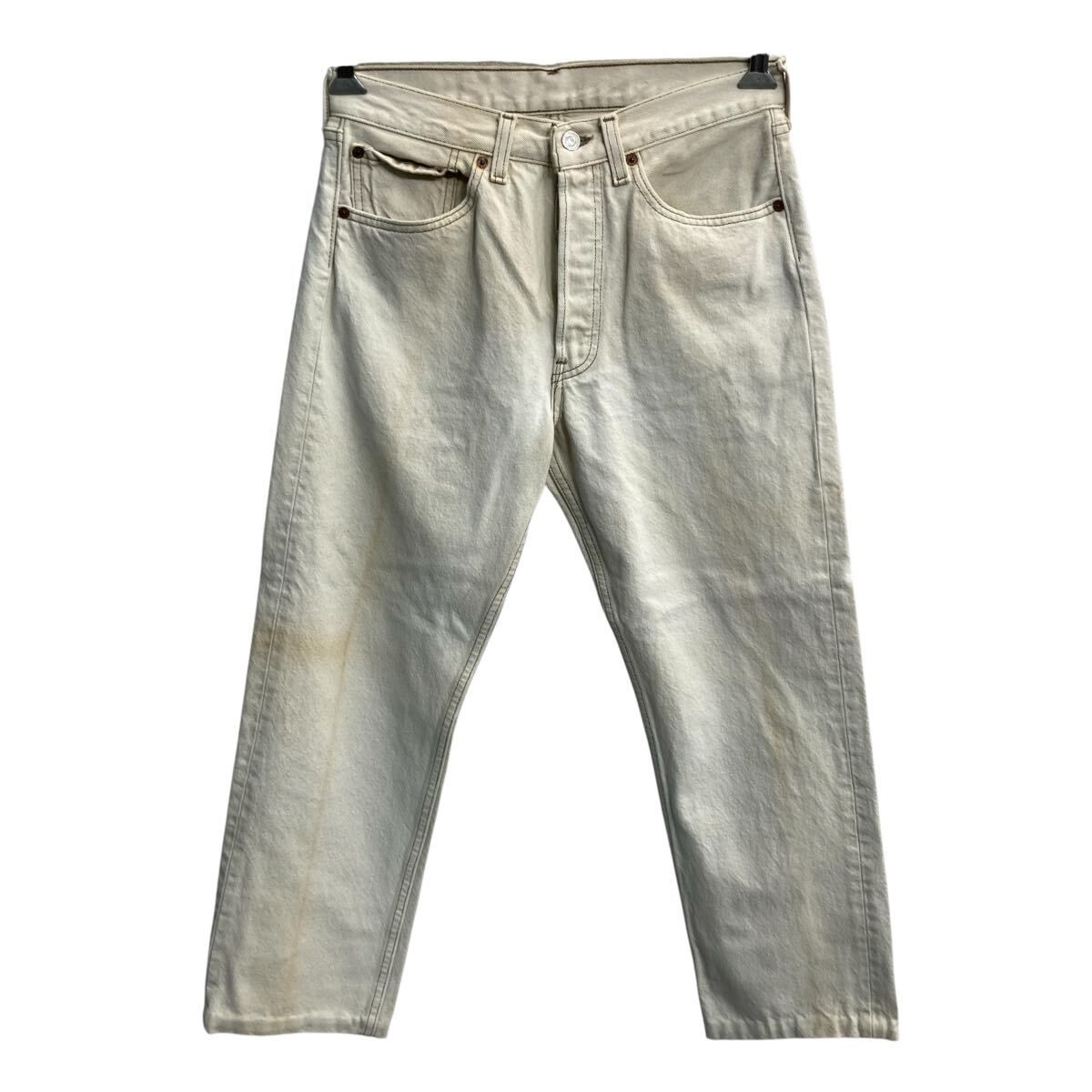 90s カナダ製 Levi's 501 デニムパンツ W31 アイボリー リーバイス ボタンフライ 97年製 赤タグ デニム ジーンズ 2606-469