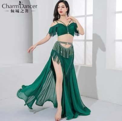 高級ベリーダンス衣装 高腰スリット 豪華フリンジ仕様 4色展開 新品未使用 高級ベリーダンス衣装 高腰スリット 豪華フリンジ仕様 4色展開