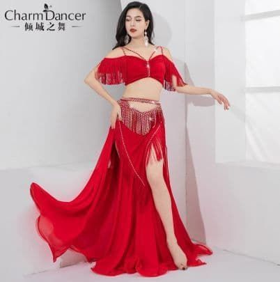 高級ベリーダンス衣装 高腰スリット 豪華フリンジ仕様 4色展開 新品未使用 高級ベリーダンス衣装 高腰スリット 豪華フリンジ仕様 4色展開