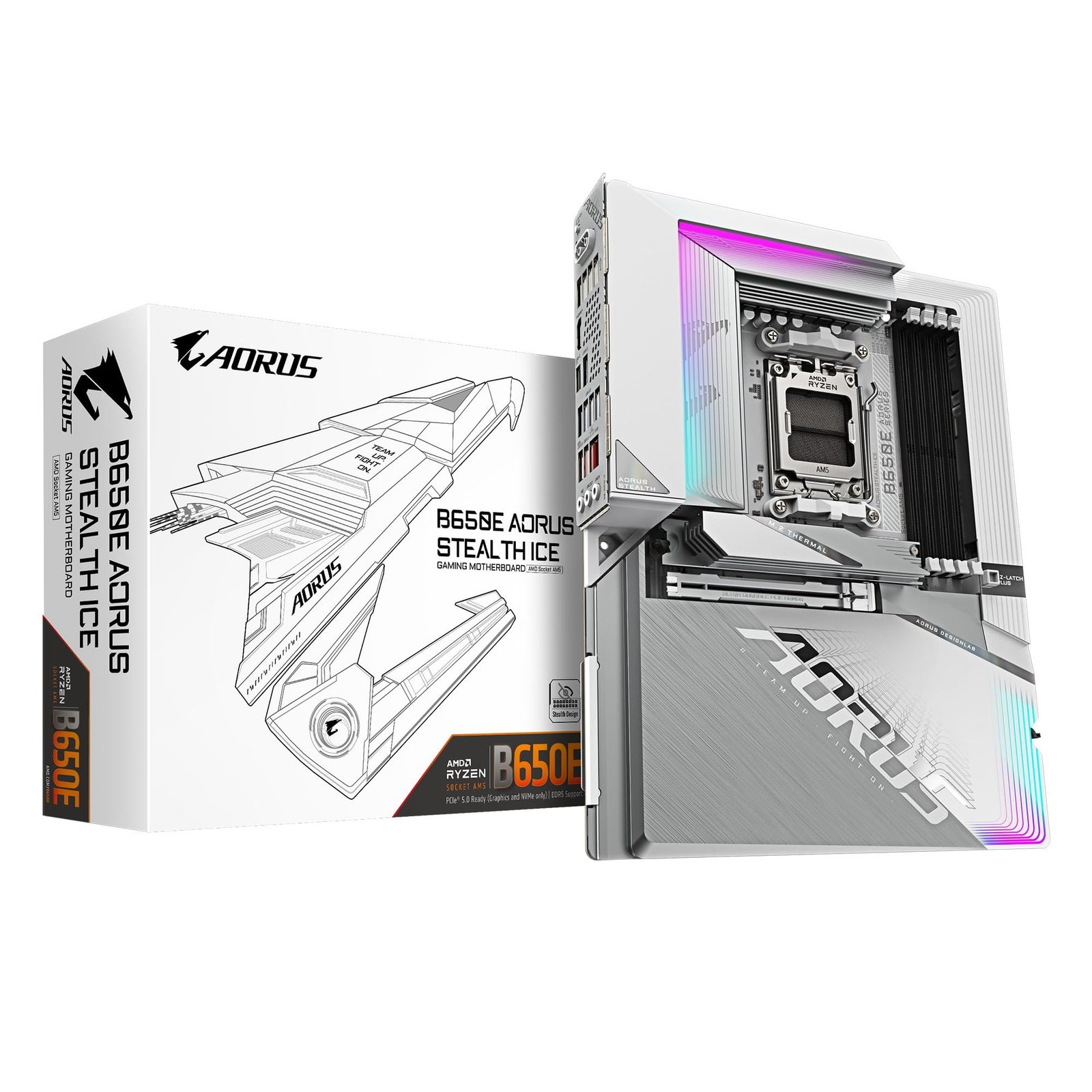 GIGABYTE B650E AORUS STEALTH ICE 背面コネクタ・ホワイト基板採用 AMD Ryzen 9000/8000/7000シリーズプロセッサ対応 Socket AM5 DDR5 ATX マザーボード B650E A STEALTH I