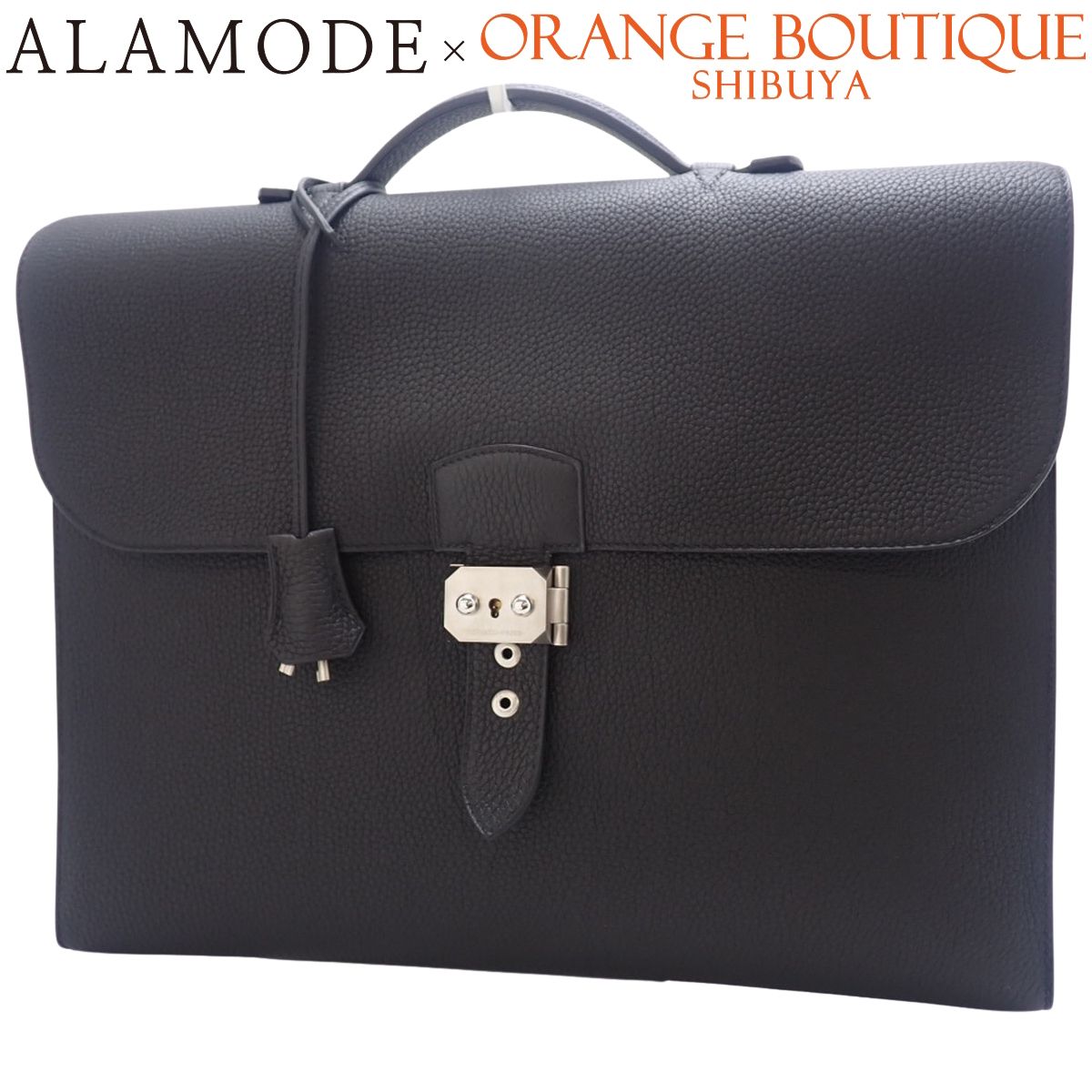 HERMES (Hermes) Sac Adepeche 38 Black Black Togo Palladium Hardware Silver Hardware D Engraved Business Bag/Briefcase Hand Commuter Documents Mens 40802177224 [Used] [A La Mode]