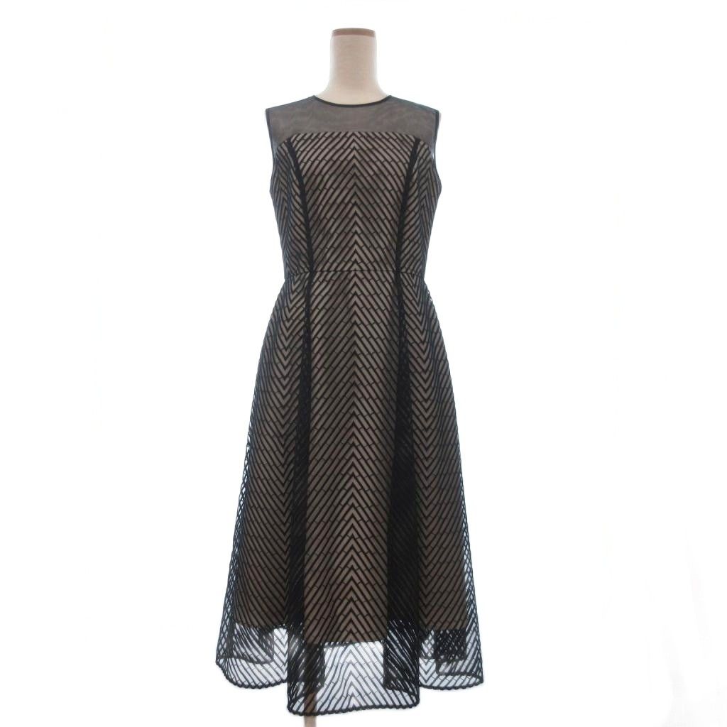 グレースコンチネンタル GRACE CONTINENTAL シースルーワンピース ロング丈 ノースリーブ 2933 5023-0 黒 ブラック 38