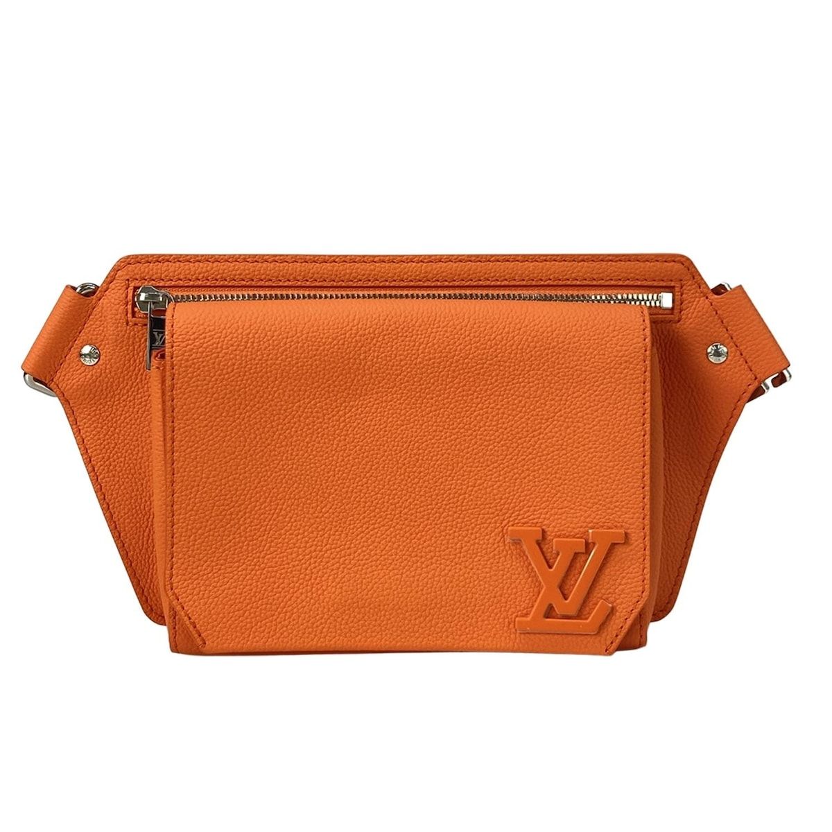 LOUIS VUITTON(ルイヴィトン) ウエストポーチ LVアエログラム美品 テイクオフスリング M21419 サフラン レザー、牛革