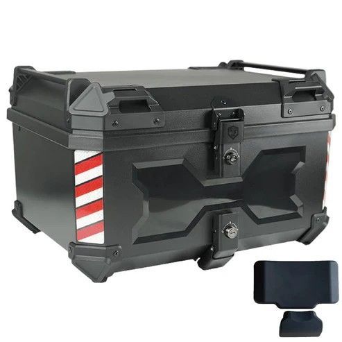 #2330 ABS バイク用 リア ボックス 45L ブラック 鍵ロック機能付き 防塵 完全 防水 軽量 持ち運び バックレスト付き 多くのキャリア 対応 取り付け 簡単 ※一部地域離島別途配送料有
