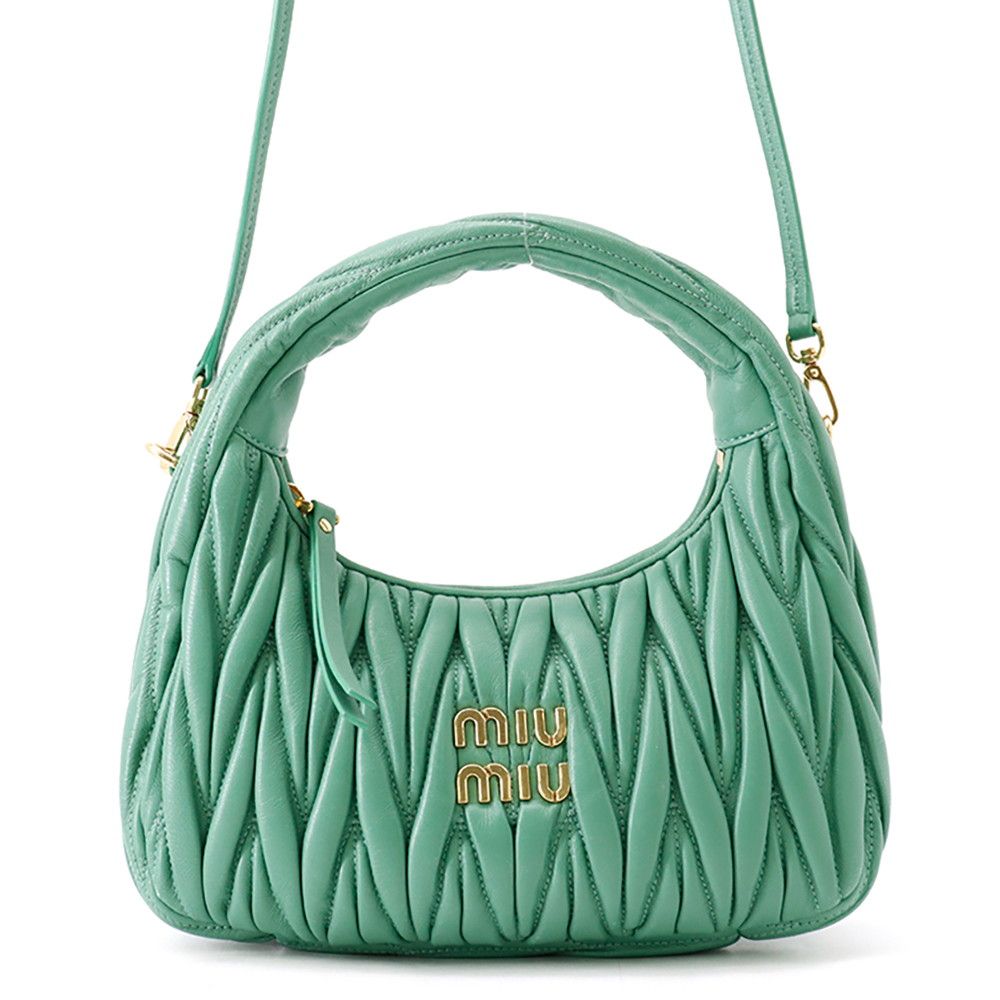 ミュウミュウ ハンドバッグ マテラッセ ワンダー マテラッセ ホーボーバッグ ナッパレザー 5BC125 Miu Miu 2way