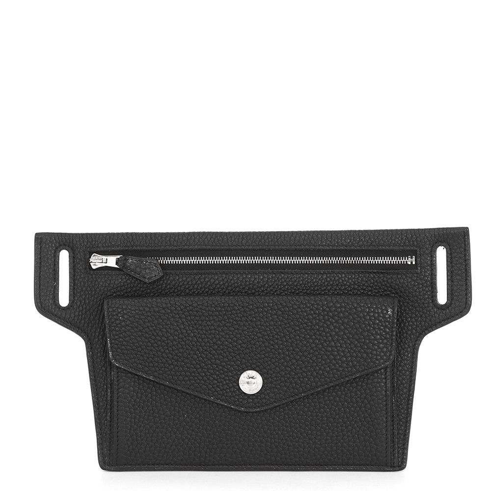 エルメス ベルトポーチ ブラック/シルバー金具 トゴ □M刻印 HERMES ボディバッグ ポーチ ソルド品