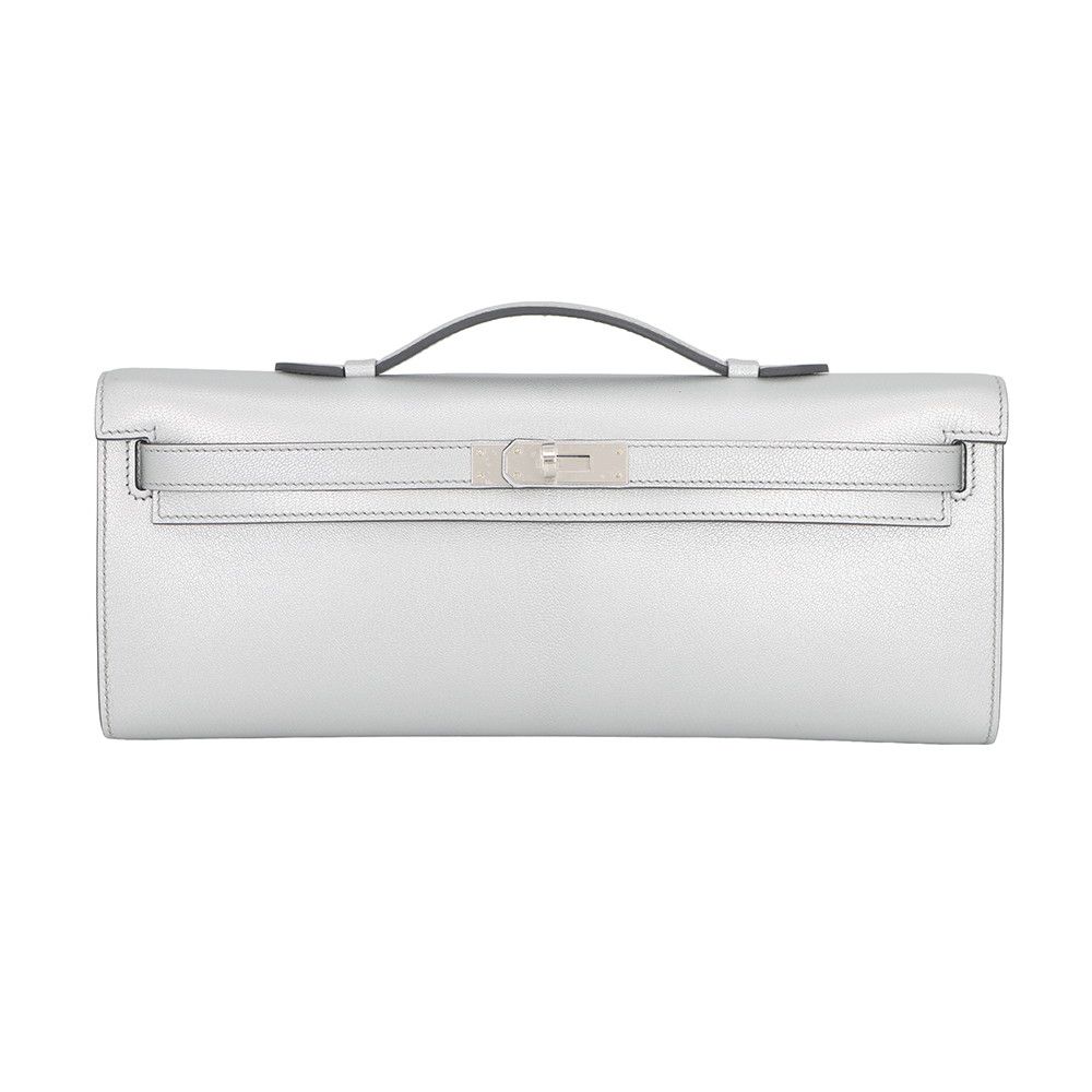エルメス クラッチバッグ ケリーカット アルジャン/シルバー金具 シェブルシャムキラ K刻印 HERMES Kelly Cut