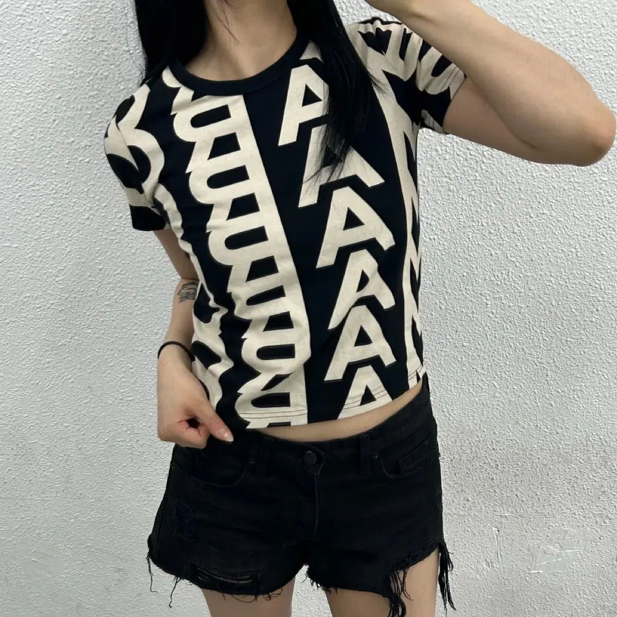 2022 S/S マークジェイコブス モノグラム ブラック 半袖 XS