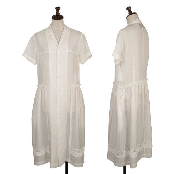 トリココムデギャルソンtricot COMME des GARCONS ヘムレース切替シャツワンピース 白M