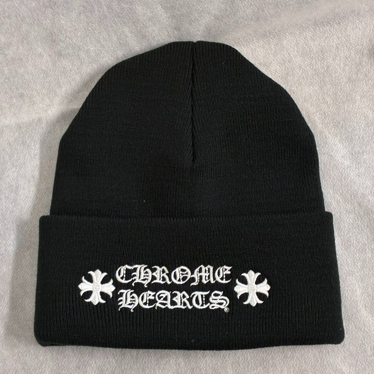 CHROME HEARTS クロムハーツ 文字 ロゴ 黒 ブラック ビーニー ニット帽 帽子 メンズ レディース Fサイズ 新品未使用 2663