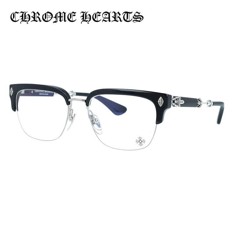 クロムハーツ メガネフレーム 伊達メガネ 調整可能ノーズパッド CHROME HEARTS EVAGLIST BK/SS 53サイズ ブロー型 ユニセックス メンズ レディース 紫外線 UVカット