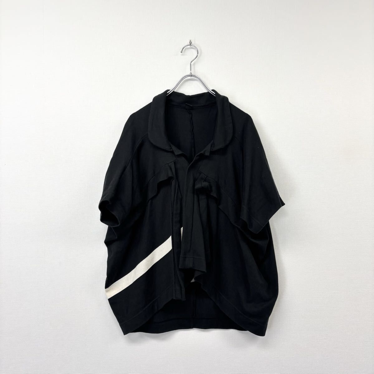 Y's ワイズ Yohji Yamamoto ヨウジヤマモト コットン 天竺 ラウンドカラー 半袖 ジャケット 変形 ボレロ ライン 羽織 サイズ 2 806-0070