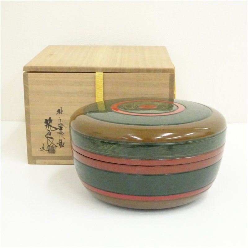 筑城筑良造　独楽塗喰籠（共箱） 和食器 茶器 菓子器 おしゃれ 和菓子 主菓子 茶道 茶道具 じきろう 食籠 喰篭 喰篭 お菓子入れ 1月 冬