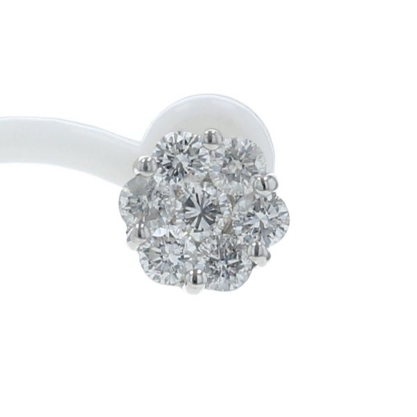 K18WG ホワイトゴールド ピアス ダイヤモンド 0.50ct 花 フラワー モチーフ 取り巻き 片耳 デザイン【新品仕上済】【zz】【中古】