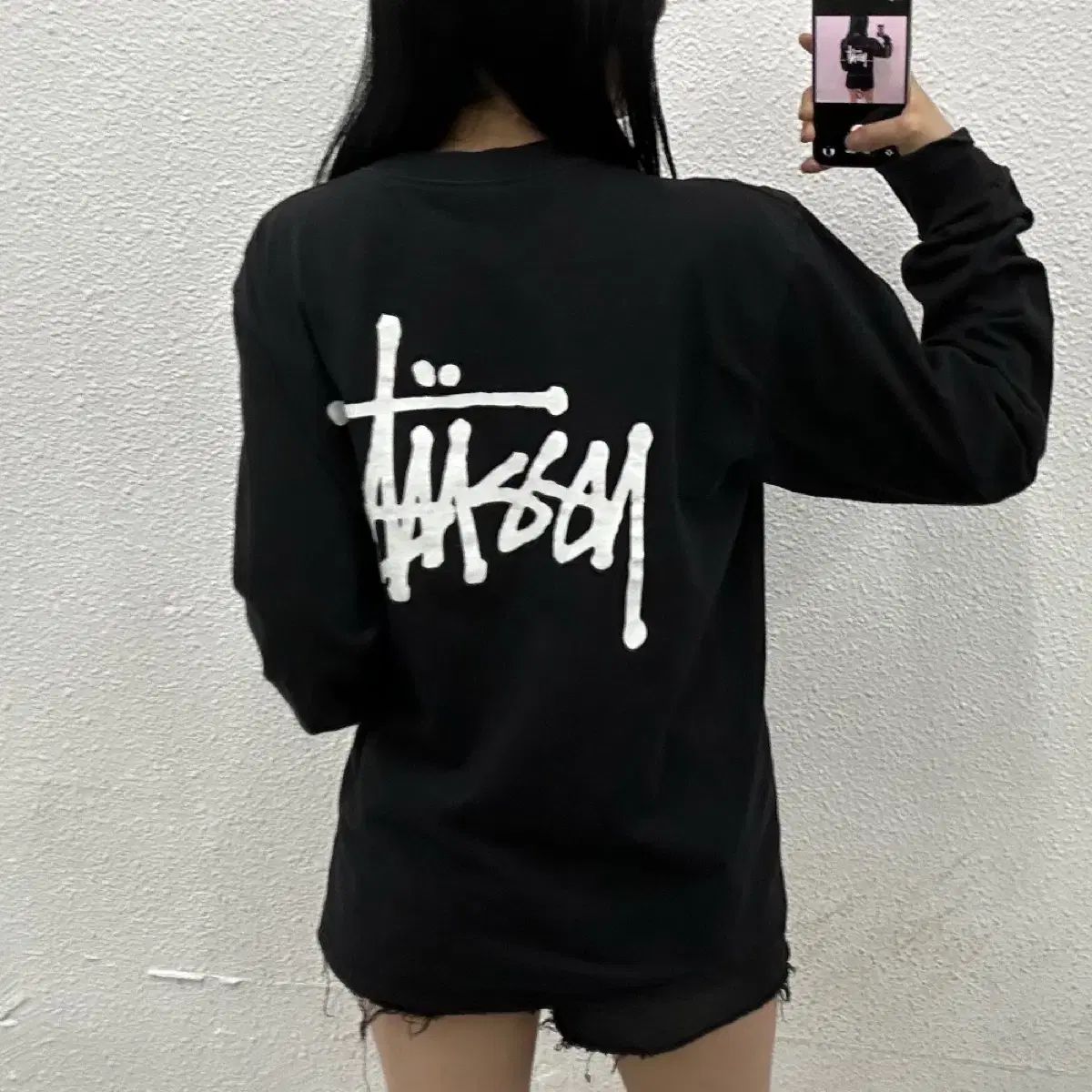STUSSY ステューシー 刺繍 ロゴ ブラック ロングスリーブ M