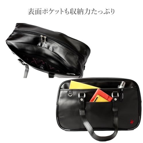 BEVERLY HILLS POLO CLUB(ビバリーヒルズポロクラブ) 合皮 スクールバッグ ボストンバッグ 茶色 黒 高校生 女子 男子 撥水 ポーチ付き bp002 (クロ【01】)t 7a5a5ef0