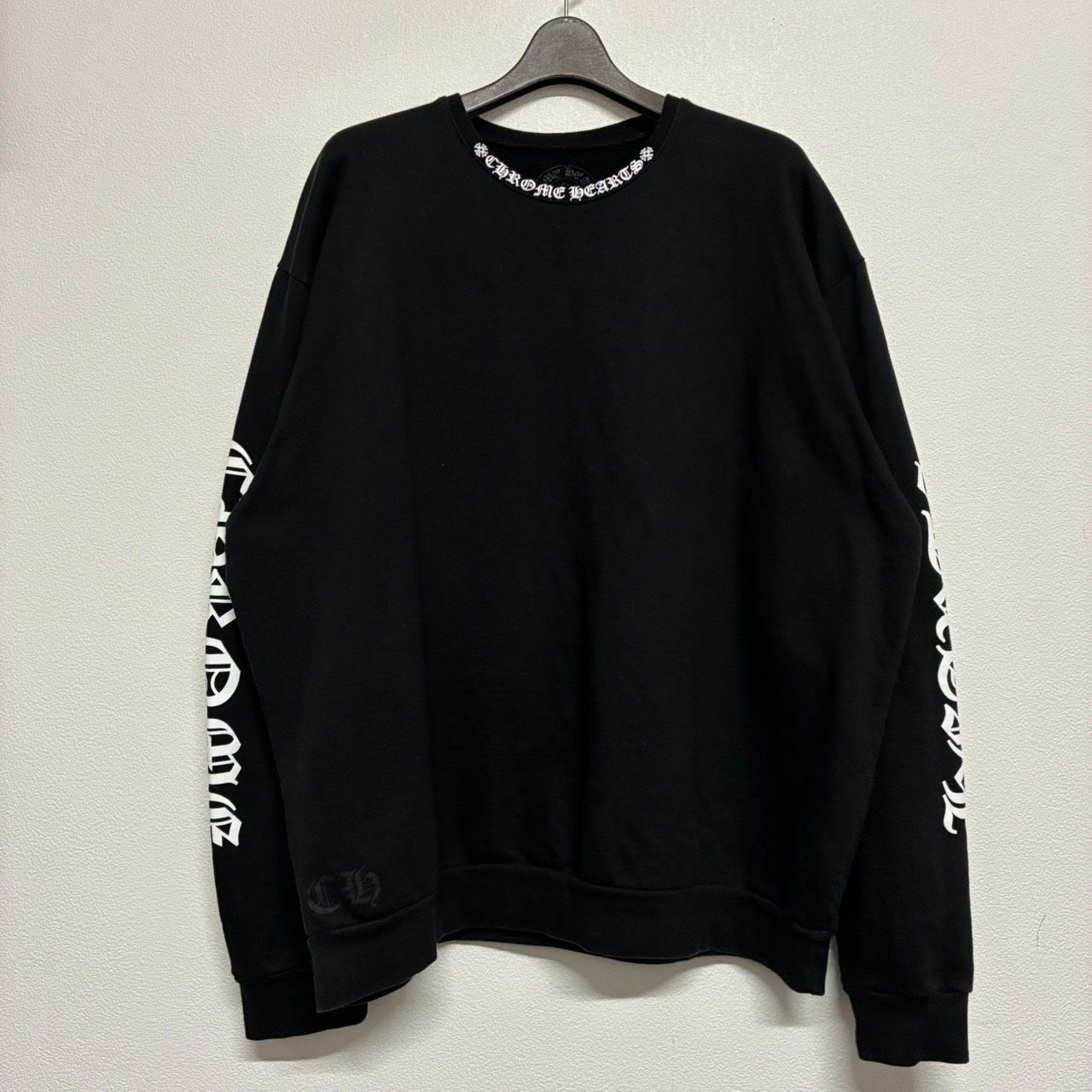CHROME HEARTS Neck Logo クロムハーツ ネックロゴ 黒 ブラック 長袖 スウェット トレーナー トップス メンズ レディース Lサイズ 美品 2677