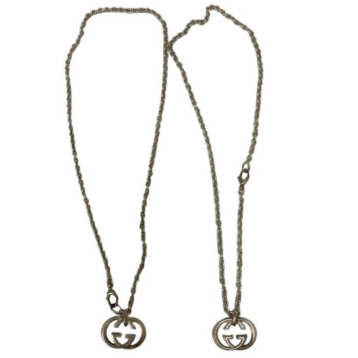 GUCCI グッチ インターロッキングG SV925 シルバー ネックレス 2点セット アクセサリー 保存箱付き メンズ レディース 中古O11330610