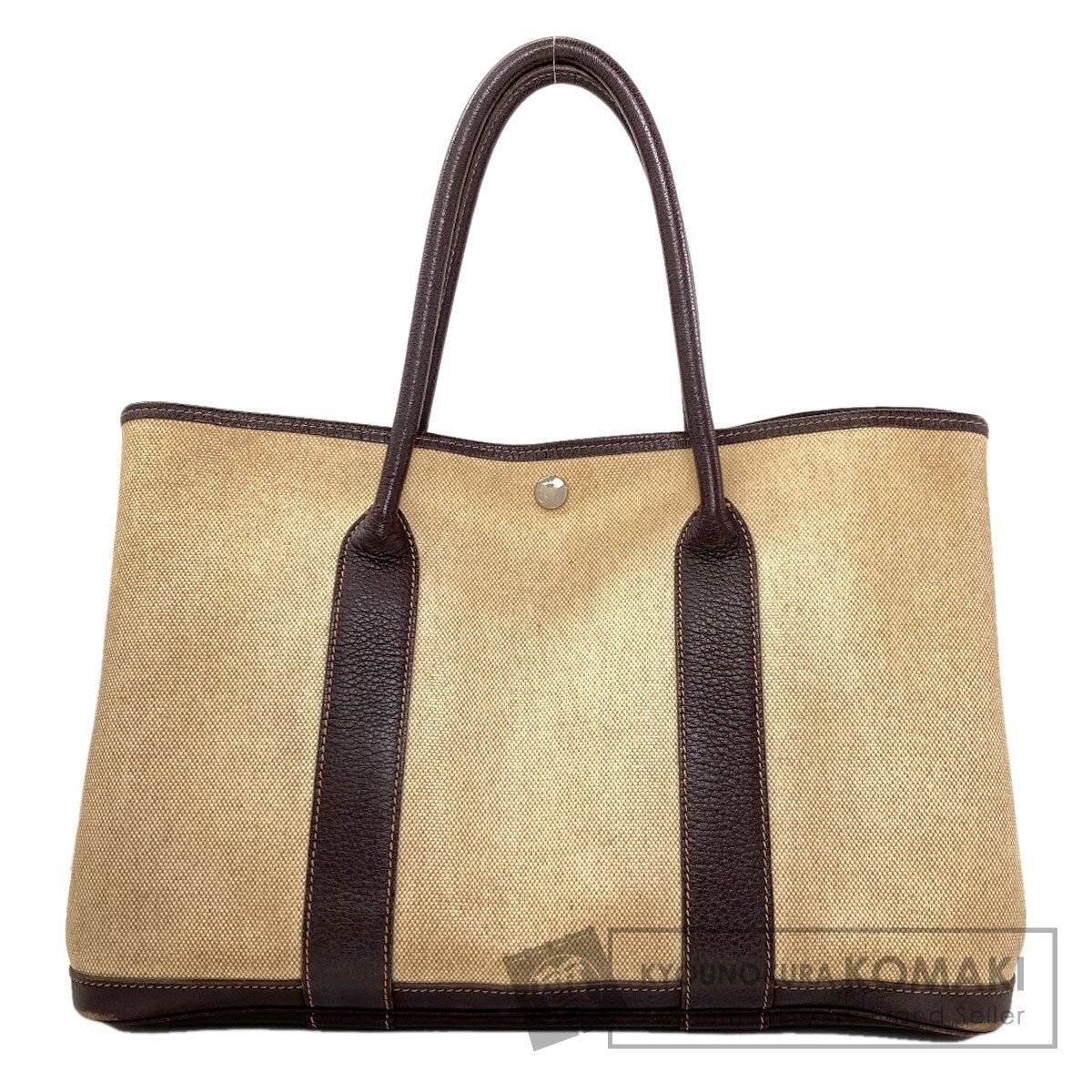 HERMES エルメス ガーデンパーティPM マロン シルバー金具 ハンドバッグ トワル レディース [中古]