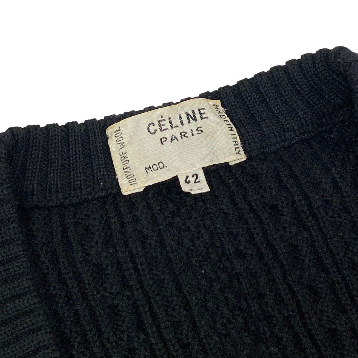 46f11 CELINE セリーヌ ヴィンテージ ニットカーディガン ケーブル 