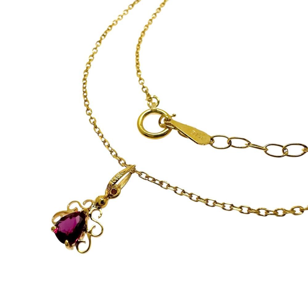 ルビー ネックレス K18ゴールド 18金 2.4g 41cm レディース 【中古 
