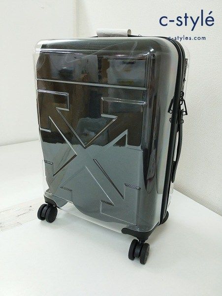 D902 [未使用品] Off-White オフホワイト スーツケース O/S ブラック クリア トロリー キャリー OWZH001S25PLA001 | ★