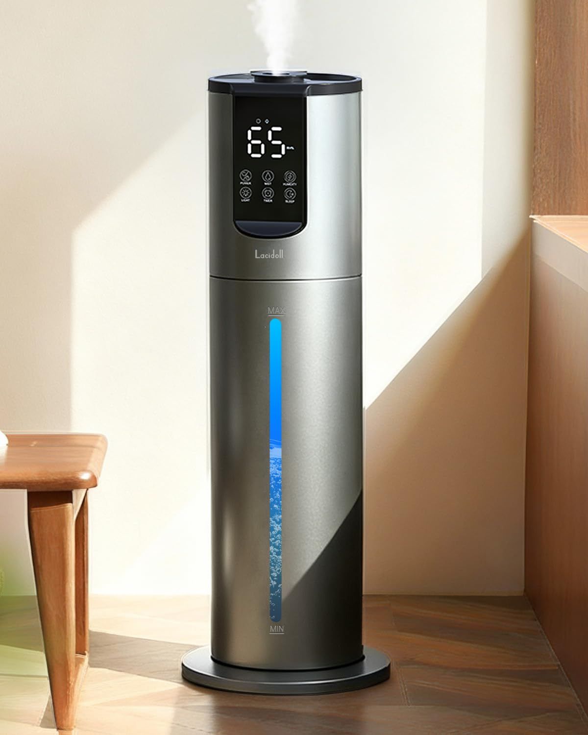 Lacidoll 加湿器 大容量 8L 超音波式 業務用加湿器 2025 タワー型 お手入れ簡単 部品は可取り外し 掃除しやすい 上から給水 ブラック 洗いやすい アロマ 切れタイマー リモコン 三段階噴霧量 連続48時間 自動湿度調整 20 456822f9