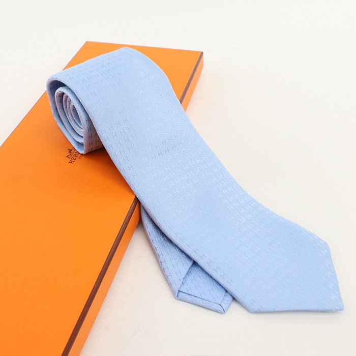 HERMES エルメス H織り タイ 7cm ファソネ H ネクタイ【中古】 メンズ