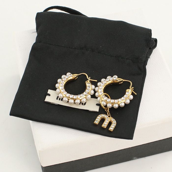MIUMIU(OUTLET) ミュウミュウ アウトレット アシンメトリー フープ ピアス 5JO654 ピアス メタル/パール【中古】 レディース
