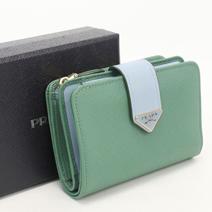 PRADA プラダ サフィアーノタブ 1ML018 2DYG F03HX 二つ折り財布 レザー【中古】 レディース