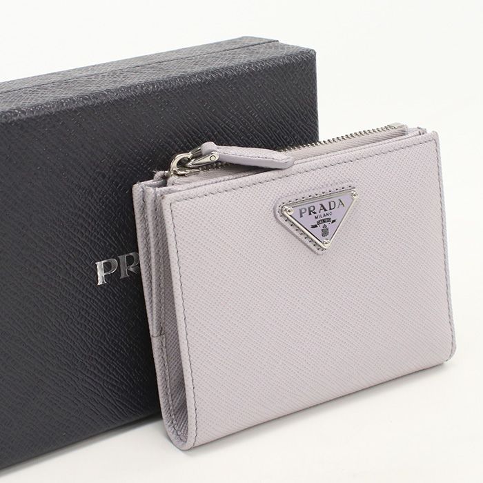PRADA プラダ サフィアーノトライアングル財布 1ML050 二つ折り財布 カーフ【中古】 レディース