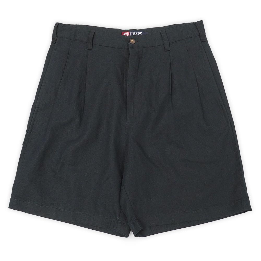 チャップスラルフローレン CHAPS Ralph Lauren 90s 90年代 2タック リネンショーツ ハーフパンツ 定番 無地 POLO ポロ USA ヴィンテージ 古着 ショートパンツ ブラック 黒 W32【中古】