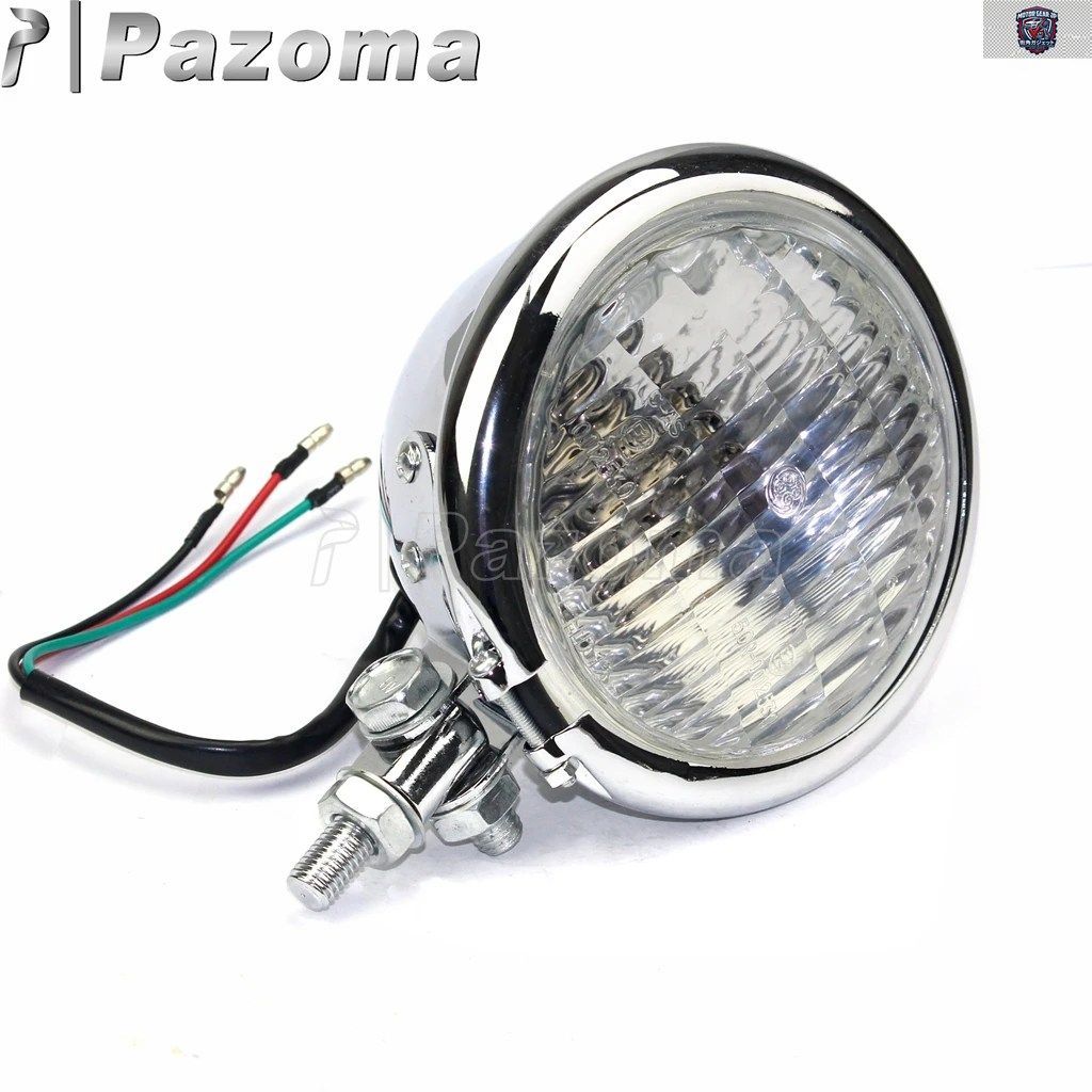 4.5インチ オートバイ用ヘッドライト カフェ 12V H4バルブ バイク用ヘッドランプ ビンテージ ラウンド ベイツスタイル フロントライト ハー