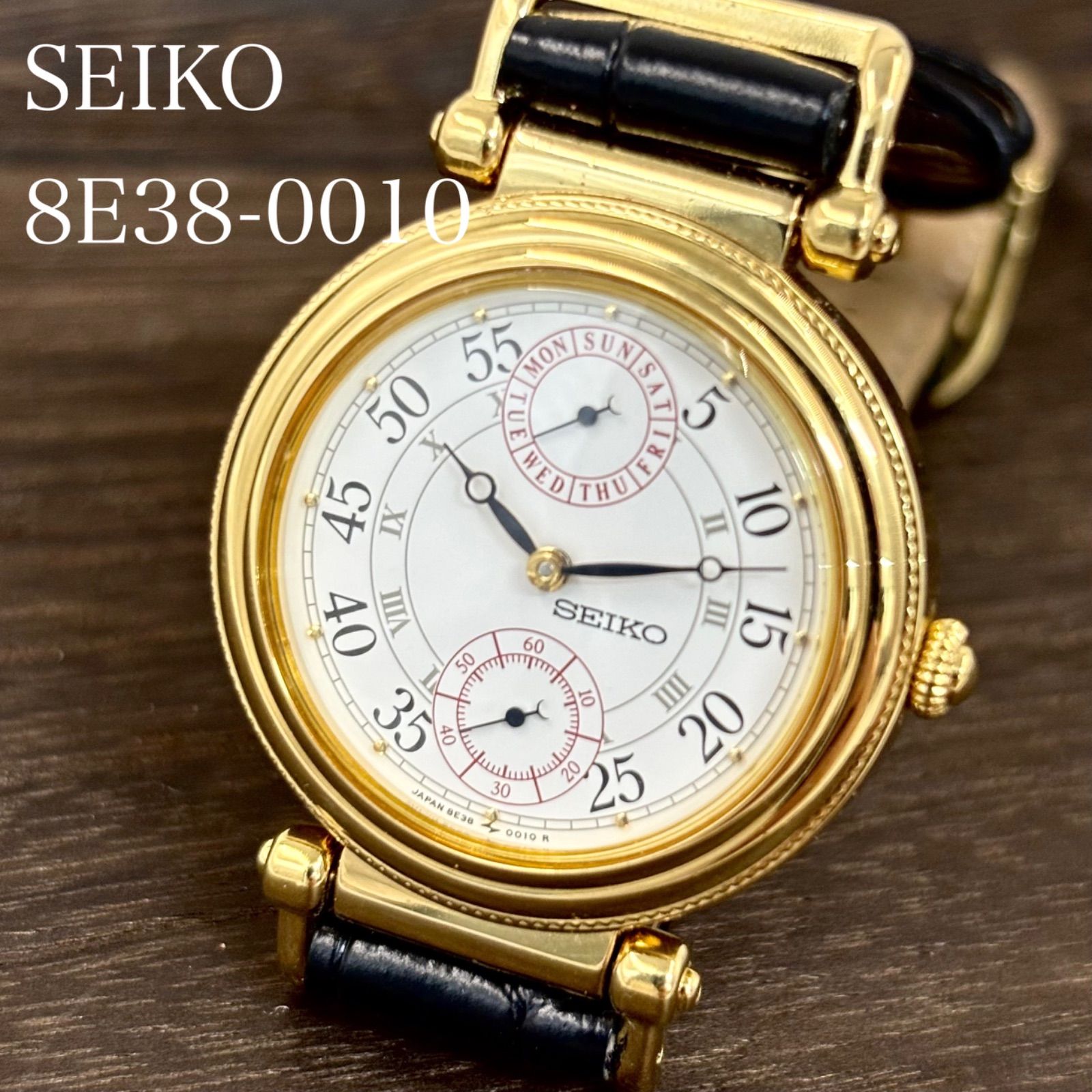 【稼働/新品電池】SEIKO/セイコー Nouveau/ヌーヴォ 腕時計 クォーツ スモセコ ゴールド/金 1986年2月製造 japan vintage