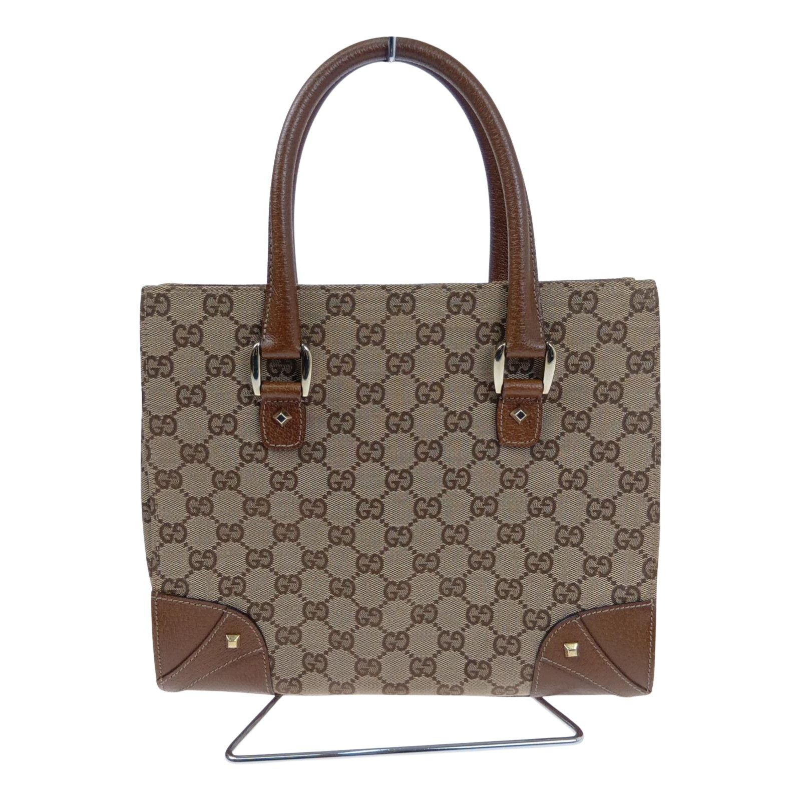 GUCCI グッチ ハンドバッグ　GGキャンバス×レザー 120895 ベージュ