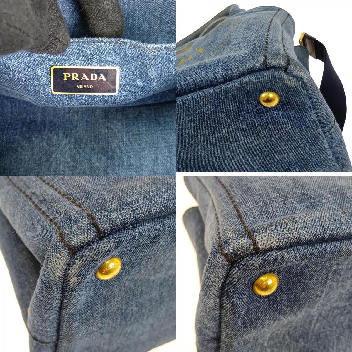PRADA プラダ カナパ デニム 2WAYショルダーバッグ ハンドバッグ 