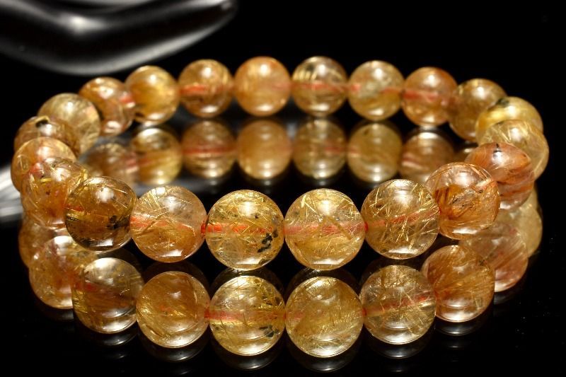 【１点物】AA力強く伸びる金針 ヘマタイトインタイチンルチルクォーツ　9mm　ブレスレット パワーストーン 天然石 _MD673 10,670円