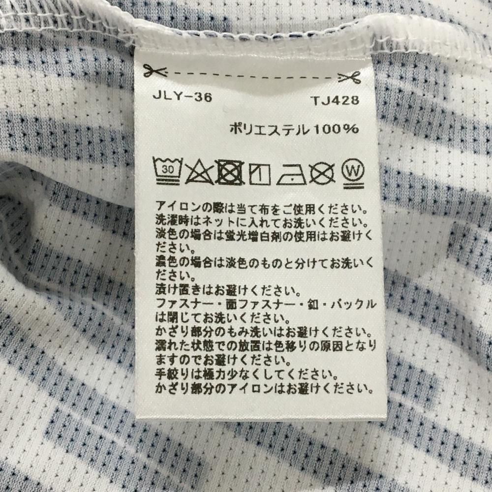 超美品】テーラーメイド 半袖ハイネックシャツ 白×ネイビー ストライプ