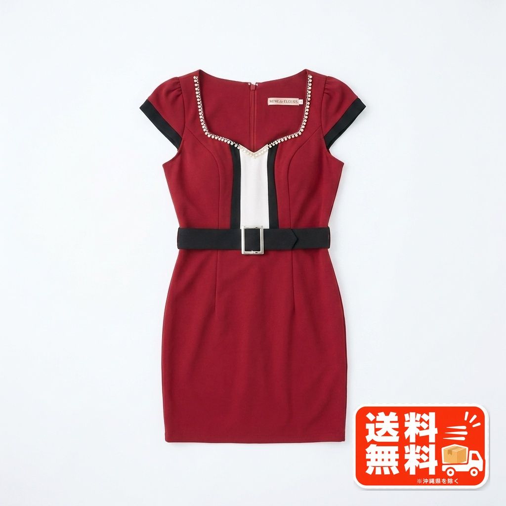 ROBE de FLEURS ローブドフルール ドレス S レッド パール dazzy store風