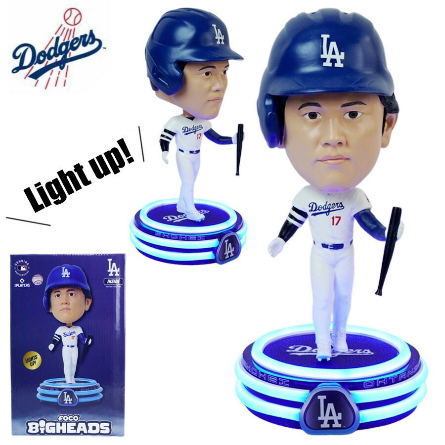 大谷翔平 ボブルヘッド LEDライトアップFOCO BIGHEADS LIGHTS UP BOBBLELA DODGERS ロサンゼルス ドジャースメジャー リーグ ベースボールマスコット フィギュア フィギア限定 公式グッズ シリアルナンバー ネオン野球 ス