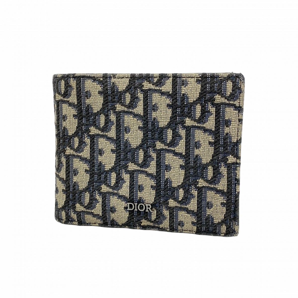 【6fa1465】クリスチャンディオール 財布 トロッター キャンバス ネイビー シルバー金具【中古】メンズ
