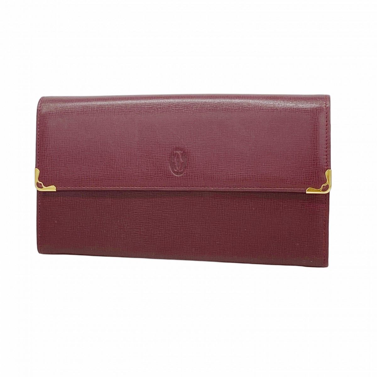 【6fa1466】カルティエ 長財布 マスト レザー ボルドー ゴールド金具【中古】レディース