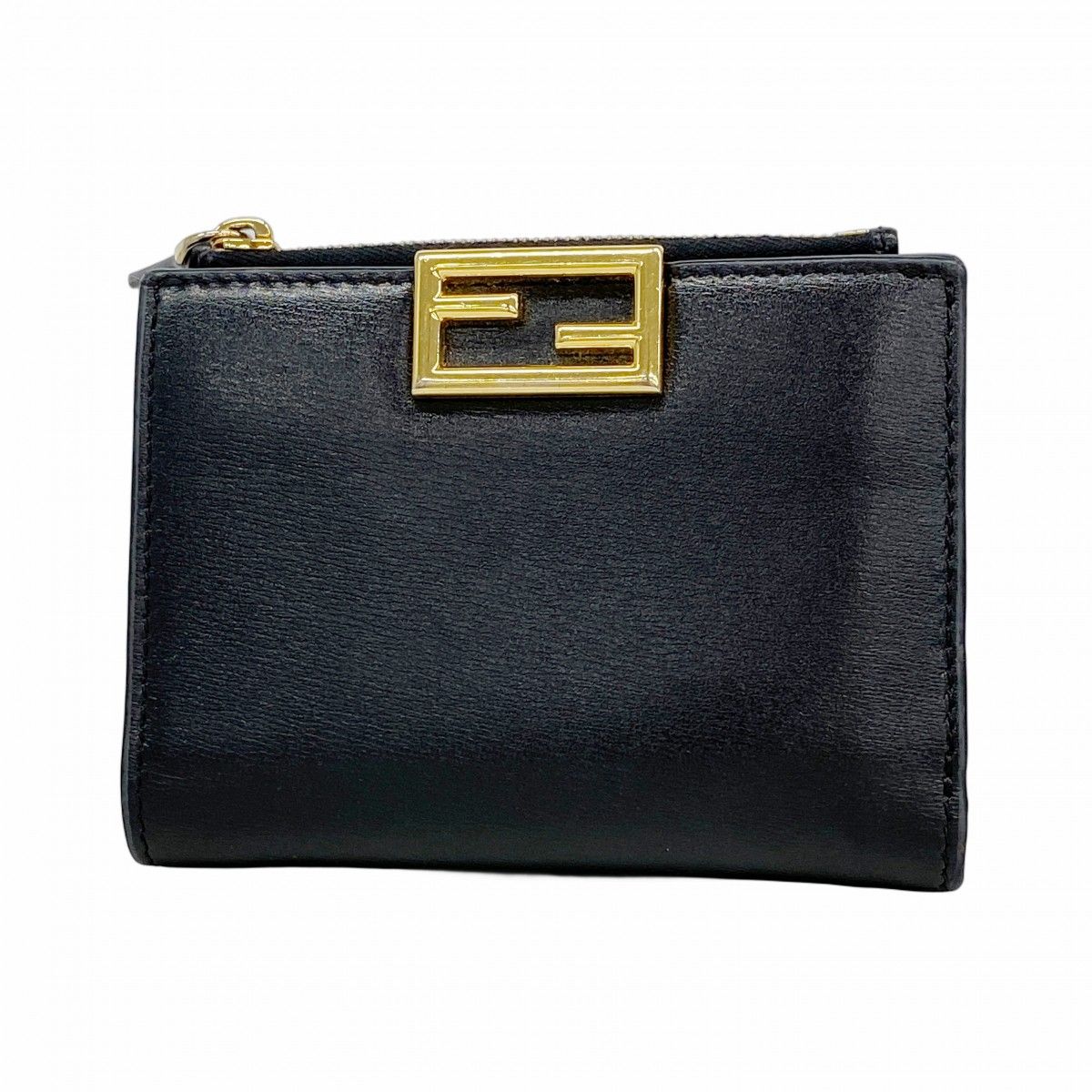【6fa1467】フェンディ 財布 レザー ブラック ゴールド金具【中古】レディース