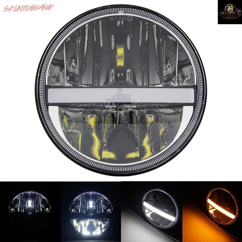 7インチLEDヘッドライト 40Wプロジェクターライト DRL ハイ/ロービーム ドライビングランプ ハーレーツーリングバイク用